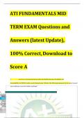 ATI FUNDAMENTALS MID TERM EXAM Questions and Answers (latest Update), 100% Correct, Download to Score A