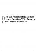 NURS 251 Pharmacology Module 2 Exam – Questions With Answers | Latest Review Graded A+