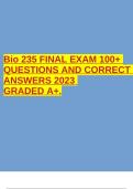 Bio 235 FINAL EXAM 100+ QUESTIONS AND CORRECT ANSWERS 2023 GRADED A+.