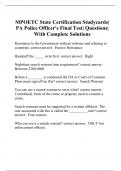 MPOETC State Certification Studycards| PA Police Officer's Final Test| Questions| With Complete Solutions