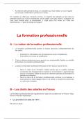 La formation professionnelle (les différentes étapes).