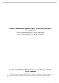 CNL 500 Topic 5 Assignment: Cognitive, Cognitive Behavioral, Rational Emotive Behavior Therapy, and Reality Therapy Application (Obj. 5.1 and 5.2)