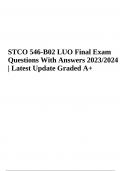 STCO 546-B02 LUO Final Exam Questions With Answers Latest Update Graded A+