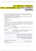 VATI MEDICAL SURGICAL  FINAL ASSESSMENT 2023 WITH CORRECT ANSWERS