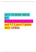 2023 NUR301 HESI  RN  FUNDAMENTALS V1  and V2 Latest Update  2023 APRIL 