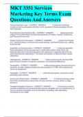 MKT 3351 Services Marketing Key Terms Exam Questions And Answers