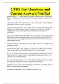 CTRS Test Questions and Correct Answers| Verified