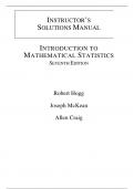 Introduction to Mathematical Statistics 7th Edition By Robert Hogg, Joeseph McKean, Allen Craig (Solution Manual)