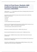 Child Lit Final Exam- Realistic AND traditional literature Questions & Answers 2023/2024