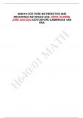 H640/01 GCE PURE MATHEMATICS AND  MECHANICS ADVANCED GCE MARK SCHEME  JUNE 2020/2022 OCR OXFORD CAMBRIDGE AND  RSA