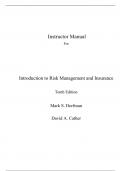 Introduction to Risk Management and Insurance 10th Edition By Mark Dorfman, David Cather (Instructor Manual)