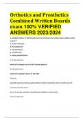 Orthotics and Prosthetics Combined Written Boards exam 100% VERIFIED  ANSWERS 2023/2024