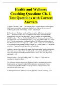 Health and Wellness Coaching Questions Ch. 1. Test Questions with Correct Answers