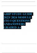 AHIP STUDY GUIDE 2023/ 2024 MODULE 1TO 5 QUESTIONS ANDANSWERS  GRADED A+