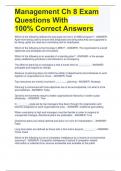 Management Ch 8 Exam Questions With  100% Correct Answers