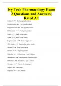 Ivy Tech Pharmacology Exam 2 Questions and Answers| Rated A+