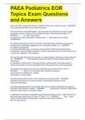 PAEA Pediatrics EOR Topics Exam Questions and Answers 