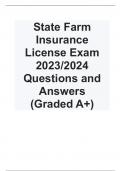   State Farm Insurance License Exam 2023/2024 Questions and Answers  (Graded A+)