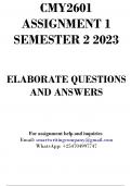 CMY2601 Assignment 1 Semester 2 2023