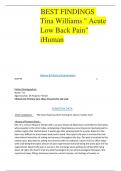 BEST FINDINGS  Tina Williams " Acute Low Back Pain" 