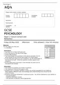 AQA GCSE PSYCHOLOGY Paper 2 MAY 2023 QUESTION PAPER: Social Context and Behaviour