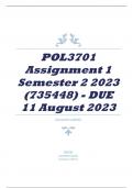 POL3701 Assignment 1 Semester 2 2023 (735448) - DUE 11 August 2023