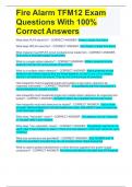 Fire Alarm TFM12 Exam Questions With 100% Correct Answers