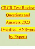 CRCR Test Review Exam Questions and Answers (2022/2023) (Verified Answers)