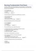 Nursing Fundamentals Final Exam (A+ GRADED ANSWERS VERIFIED 100%)LATEST 2023