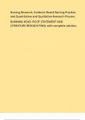 Nursing Research, Evidence-Based Nursing Practice, and Quantitative and Qualitative Research Process RUNNING HEAD: PICOT STATEMENT AND LITERATURE RESEACH FINAL with complete solution