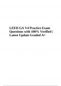 LEED Green Associate Final Exam Questions and Answers (Latest Update 2023/2024) 100% Verified Solution, LEED GA Prep Exam Questions and Answers (Verified Answers) Latest Update and LEED GA V4 Practice Exam Questions with 100% Verified | Latest Update Grad