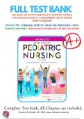 Test Bank For Wong's Essentials of Pediatric Nursing 11th Edition by Marilyn J. Hockenberry; David Wilson; Cheryl C Rodgers | 9780323624190| 2022/2023 |Chapter 1-31| Complete Questions and Answers A+