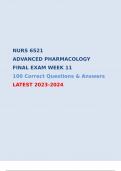 NURS 6521 ADVANCED PHARMACOLOGY FINAL EXAM/NURS 6521N WEEK 11 LATEST 2023-2024