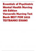 Essentials of Psychiatric  Mental Health Nursing  4th Edition Varcarolis Nursing Test  Bank BEST FOR 2023  TESTBANKS EXAMS