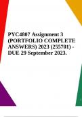 PYC4807 Assignment 3 (PORTFOLIO COMPLETE ANSWERS) 2023 (255701) - DUE 29 September 2023.