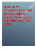 Seidel's Guide to Physical Examination 9th Edition 2024 latest revised update by  Ball Test bank 