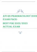 ATI RN PHARMACOLOGY 2022 EXAM PACKBEST FOR 2022/2023 ACTUAL EXAM