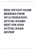 HESI LPN EXIT EXAMMEREGED FROM  2019/2020&2021  ACTUAL EXAMSBEST FOR 2022  ACTUAL EXAM  REVIEW