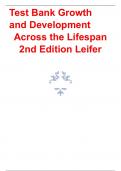 Test Bank Growth and Development Across the Lifespan 2nd Edition 2024 latest update  by Leifer.