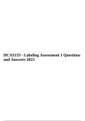 HCAS133 - Labeling Assessment 1 Questions and Answers 2023 & HCAS133 - Training Manual Template Portfolio Project 2023.