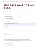 NSG 6435 Week 10 Final Exam (Version 1)/ NSG 6435 Week 10 Final Exam- Family Health- Pediatrics (NEW)100% Correct Questions and Answers: South University