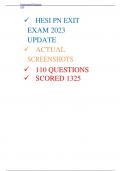 HESI PN EXIT EXAM 2023 UPDATE ACTUAL SCREENSHOTS 110 QUESTIONS SCORED 1325