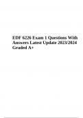 EDF 6226 Final Exam 1 Questions With Answers | Latest Update 2023/2024 | 100% Verified