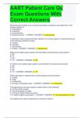 AART Patient Care Qs Exam Questions With Correct Answers