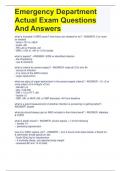 Emergency Department Actual Exam Questions And Answers