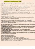 Property and Casualty Insurance EXAM 1. Specific insurance: This type of insurance designates a particular item to be insured 2. Blanket insurance: This type of insurance covers more than one item of property at a single location or one more items of prop