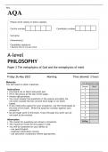 AQA A level PHILOSOPHY Paper 2 MAY 2023 QUESTION PAPER: The metaphysics of God and the metaphysics of mind