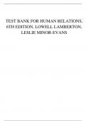 TEST BANK FOR HUMAN RELATIONS, 6TH EDITION, LOWELL LAMBERTON, LESLIE MINOR-EVANS