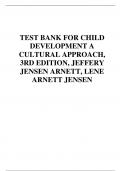 TEST BANK FOR CHILD  DEVELOPMENT A  CULTURAL APPROACH,  3RD EDITION, JEFFERY  JENSEN ARNETT, LENE  ARNETT JENSEN