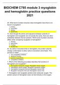 BIOCHEM C785 module 3 myoglobin and hemoglobin practice questions.